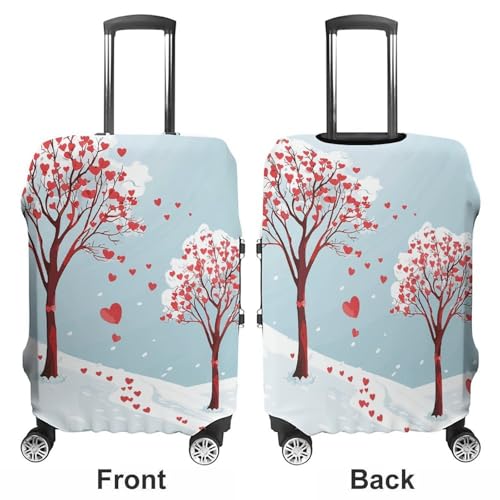 Heart Shaped Leaf Tree Luggage Cover, Washable Elastic Suitcase Cover Protector Fit 18-32 Inch Luggage3