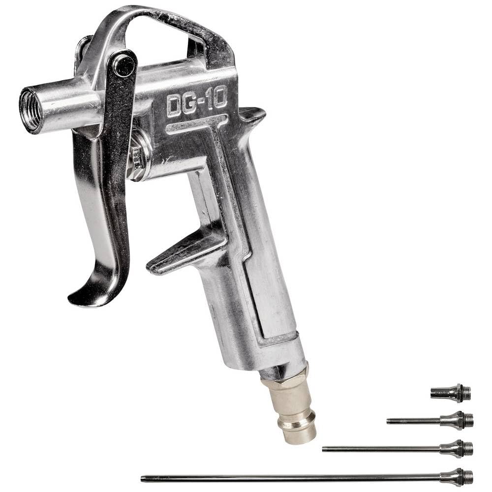 Einhell - Pistola de aire con 4 boquillas (kit de 5 accesorios para compresores, para presión de 2 a 8 bar, 4 boquillas incluidas: 20, 50, 95 y 220 mm)