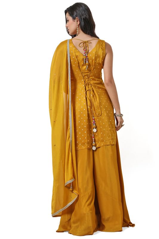 Soch Abito da donna in broccato Zari senape con Dupatta