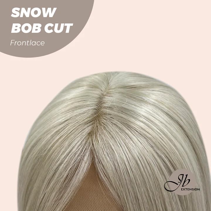 Miniatura 5 de Peluca de encaje frontal SNOW Bob corte blanco pelucas rectas para mujer, pelucas sintéticas naturales para uso diario (pelucas de cabello natural)
