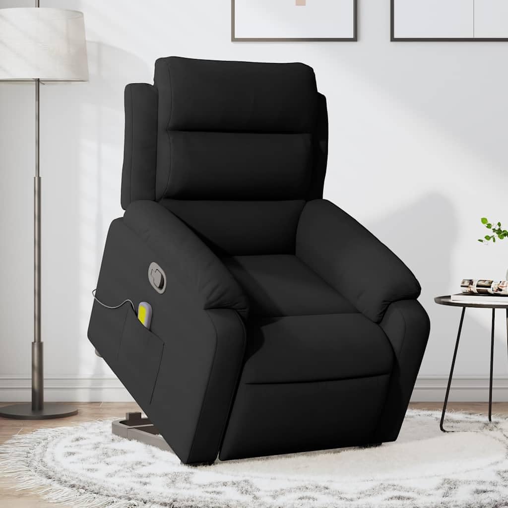 Massagesessel mit Aufstehhilfe Schwarz Samt, Relaxsessel mit elektrischer Hebefunktion, ergonomischer Komfort, modernes Design, Lounge, mit Massagefunktion für Wohnzimmer Büro