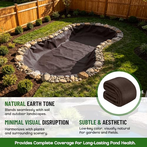 Image of Fanfanwin 10 x 15 ft Pond Liner Underlayment with 10 U-pins, 6oz, Brown