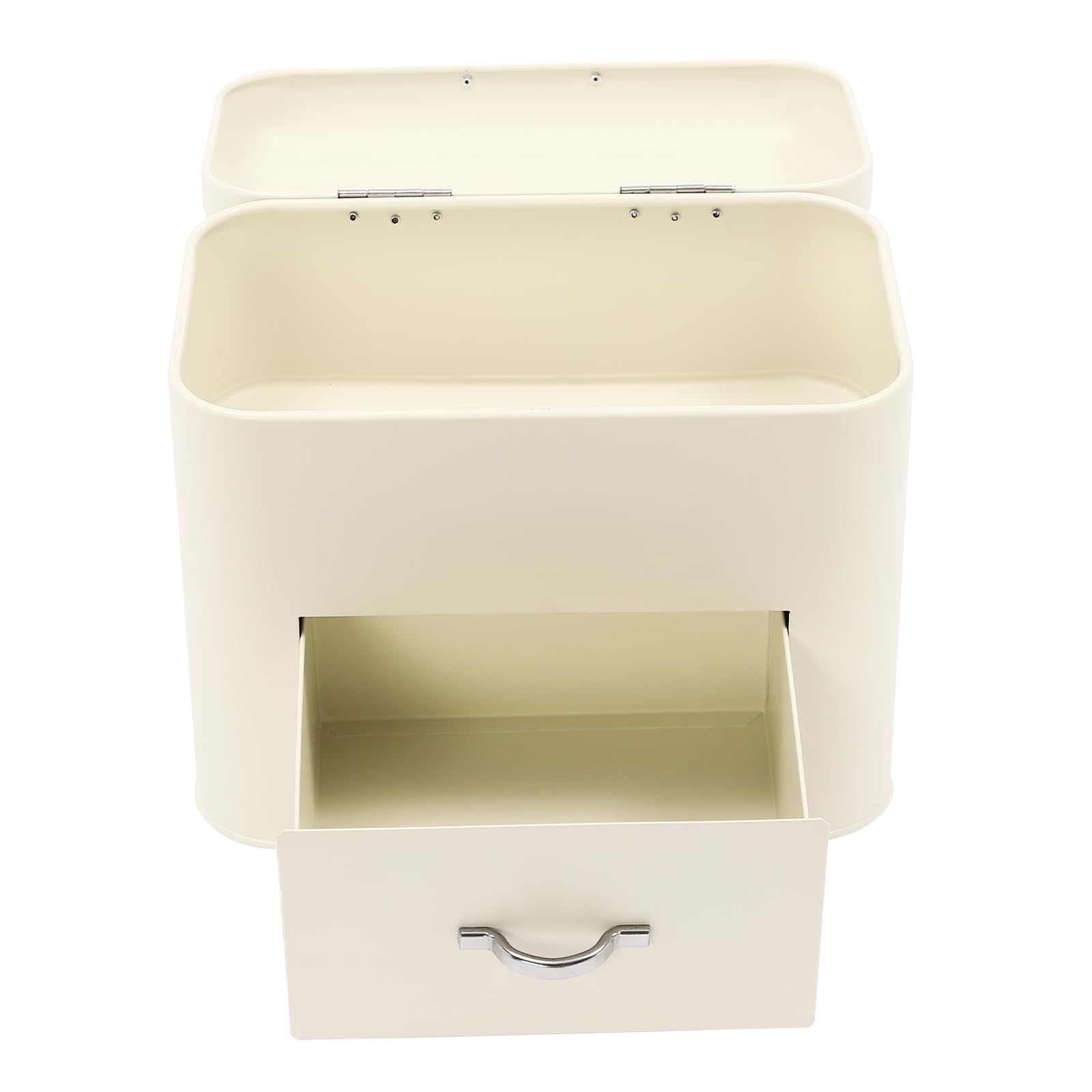 Fyssnn Double Layers Bread Bin Metal Bread Bins for Kitchen 30 * 20.5 * 26.5 cm Bread Storage Box Drawer Type Bread Boxes Suitable for Storing Bread Pastries and Other Daily Necessities (Milky White)