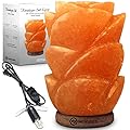 Nevlers Rose Shape Pink Himalayan Salt Lamp with Beautiful Wood Base -Hand Crafted Salt Rock lamp | Himalayan Pink Salt Lamp Includes Dimmer and Light Bulb| Pink Himalayan Salt Lamps for Home & Office
