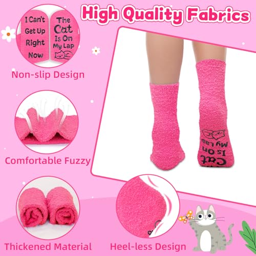 Funny Fuzzy Cat Socks for Women Novelty Slipper Socks for Cat Mom Lover Gag Gifts Christmas Birthday Winter Sleep3