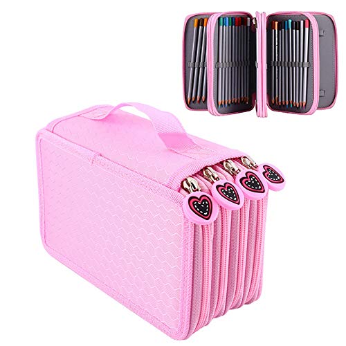 Image of Colored Pencil Carry Case, Large Multilayer 72-Count Slot Bag Large Capacity Oxford Multilayer Pencil Organizer 21x14x8, Genericya469q7fwv