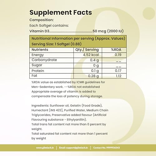 Image of GLIMLACH Vitamin D3 50mcg (2000 IU), Vitamin D, Immune Support, Bone Health, Muscle Strength and Promotes Calcium, Vitamin D3 Strength Tablet Pack for Everyday Selection
