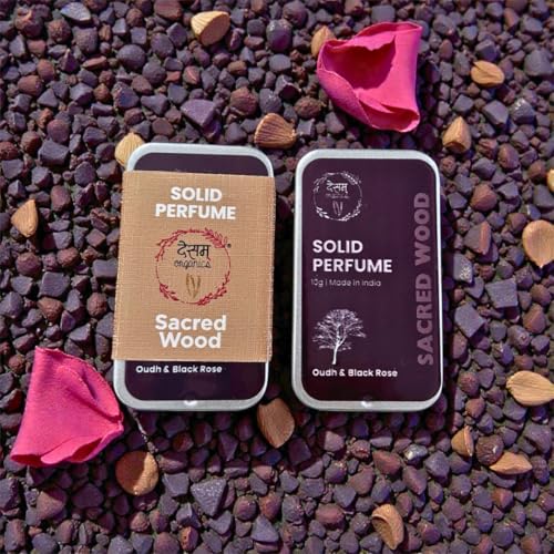Image of Sacred Wood Solid Perfume | Alcohol Free Skin Safe Fragrance Balm | Beeswax Butter & Jojoba Oil | Men & Women | Pocket Travel Friendly | 10g | Sacred Wood | 1 Unit
