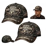 Novryxa Gorra De Béisbol Vintage del Old Fuckers Club, con Diseño Bordado De Miembro Vitalicio, Ajustable, Desgastada Y Divertida, con Moneda (2PCS)