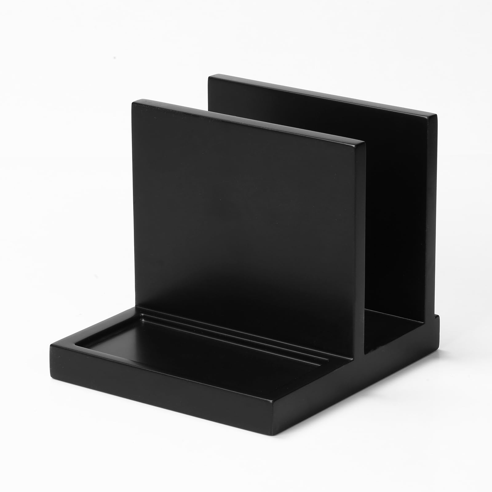 Servilletero de madera con salero y pimentero, adecuado para cocina, restaurante, bar, oficina, fiestas, decoración del hogar (negro)