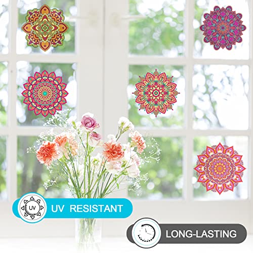 24Pcs Mandala Window Cling Decals, Color Your Own Stained Glass Mandala Art Kit, Diy Sun Catcher Window Art Clings Kit For Adult And Kids #TOP2