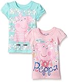 Peppa Pig Toddler Girls' Clothing Shop (Multiple Styles), 2 Pack Tees Mint/Pink, 4T