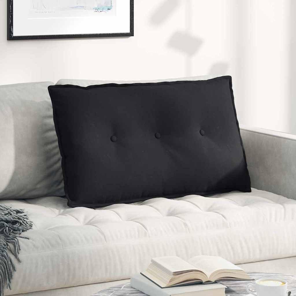 Cojín de respaldo de 80 x 50 cm, color negro, cómodo cojín de microfibra, cojín decorativo rectangular con relleno de poliéster y funda extraíble para cama, sofá y sala de estar