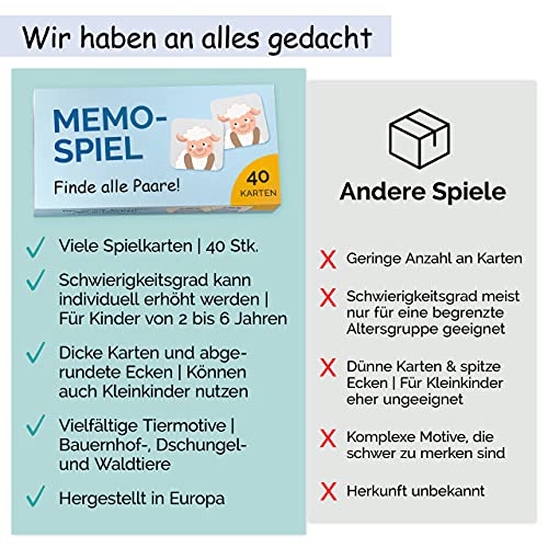 GLÜCKSWOLKE Memo - Spiel I Für Kinder ab 2 bis 6 Jahre I Montessori Spielzeug - fördert Konzentration + Merkfähigkeit I… – Bild 6