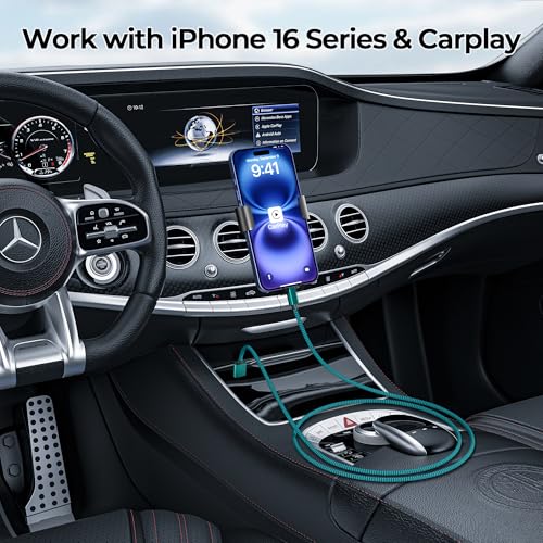 Basesailor for iPhone 17 16 Pro Max Car Carplay Cable 3Pack 3.3/6.6/10FT,USB A to USB C Car Charger Cord for iPad 10 Air 4 5,Mini 6 7,Apple 15 Plus,Samsung Galaxy S24 S25,Z Flip Fold,A54 A53 A52 A51 - Image 5