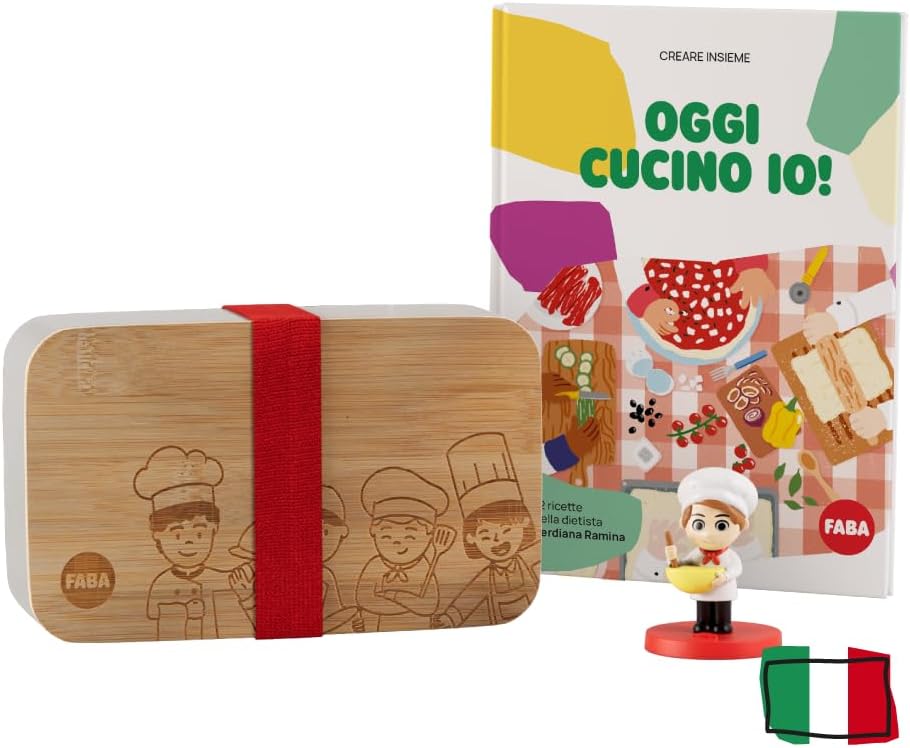 FABA Create Together: Today I Cook! - Kit Includes Recipe Book with 12 Recipes, Sound Character with 12 Stories to Listen to and Snack Holder - Educational Game for Children 3-5 Years Old