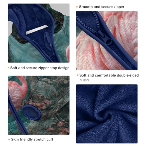 Tropical Bird in Forest Toddler Fleece Jacket Girl Boys Hooded Fleece Jacket Coat Warm Outwear Zip-up 3-10T3