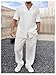 SOLY HUX Men's Plus Size 2 Piece Outfits Summer Short Sleeve Button Down Shirt and Pants Set Plain White 3XL
