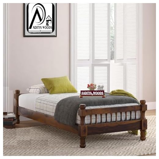 AADITYA WOODS Solid Sheesham Wood Single Bed Cot Without Storage | Single Size Bed for Bedroom | Multipurpose Use Bed- Walnut 22