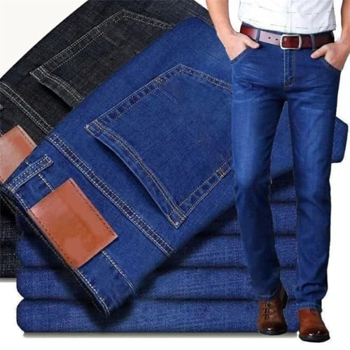 Men's Classic Style Jeans Business Fashion Slim Fit Denim Pants Casual Trousers2