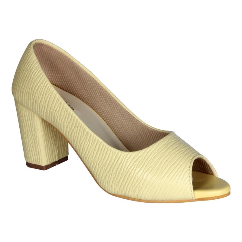 Stepee Yellow Casual Pump Bellies Slip on Block Heel Peep Toes Bally Sandal for Women (B0D675F193) Amazon Price History, Amazon Price Tracker