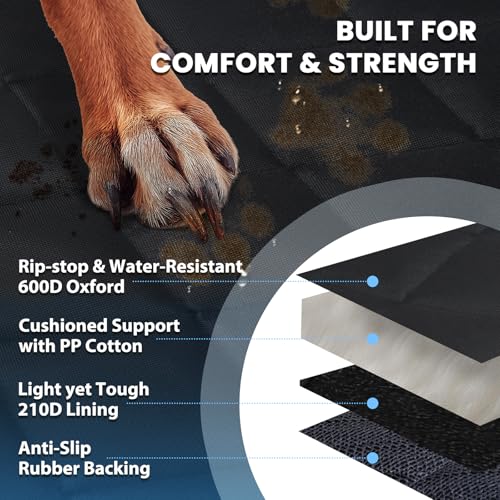 VIVAGLORY Auto-Vordersitzbezug für Hund, Kein Klappendesign mit Rutschfester Rückseite für die meisten Autos, Gesteppter & Gepolsterter & Strapazierfähig Hundesitzbezug, Schwarz S