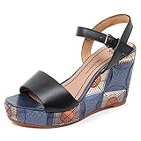  Maliparmi B4974 Sandalo Donna Zeppa Nero/Blu Geometric Whips Sandal Shoe wooman [40]