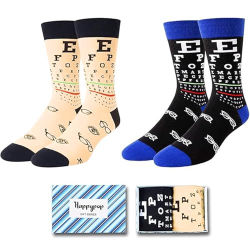 HAPPYPOP Optometrist Gifts for Men - Optometry Gifts Optician Gift Eye Doctor Eye Chart Ophthalmologist Gift Optometry Socks