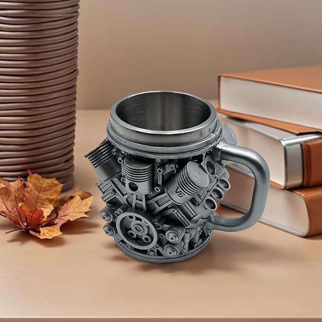 V8 Engines Stainless Steel Cup - 15OZ V8 Engine Coffee Mug, Creative Car Engine Coffee Cup with Insulated V8 & V6 Engine Design, Durable & Stylish, Perfect for Car Enthusiast (v6)