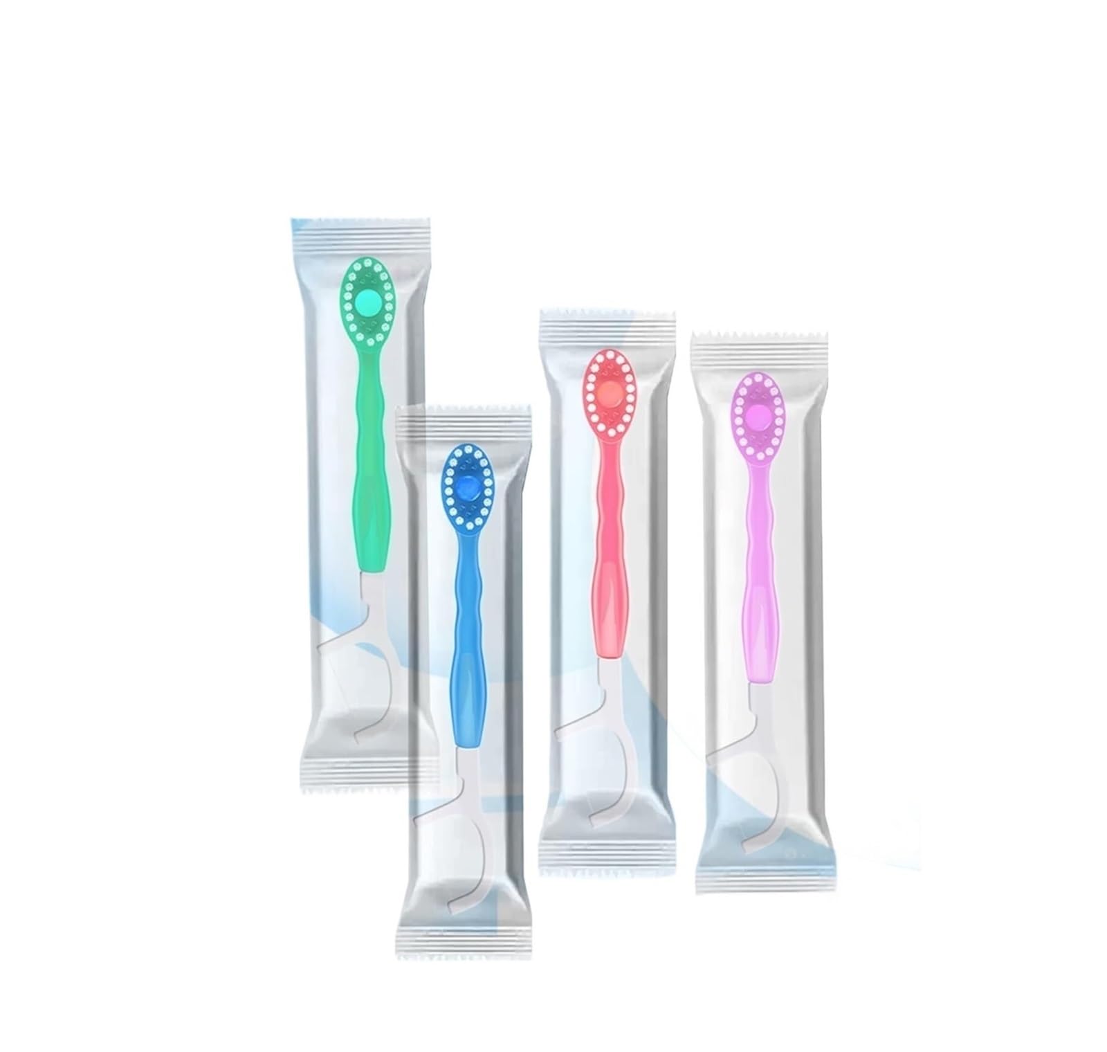 Spazzolino usa e getta 4 gusti con filo interdentale Mini | Perle esplosive al contatto con acqua, filo interdentale integrato, igiene orale portatile(30pcs Mixing)