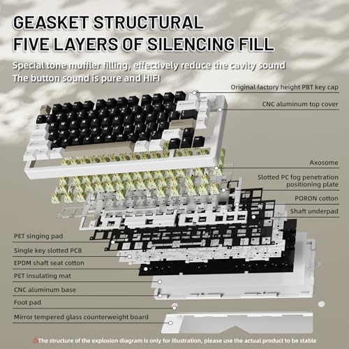 FELICON x Attack Shark 75% Wireless Mechanical Gaming Keyboard - Aluminum, Hot Swappable RGB with Volume Knob, Milk White