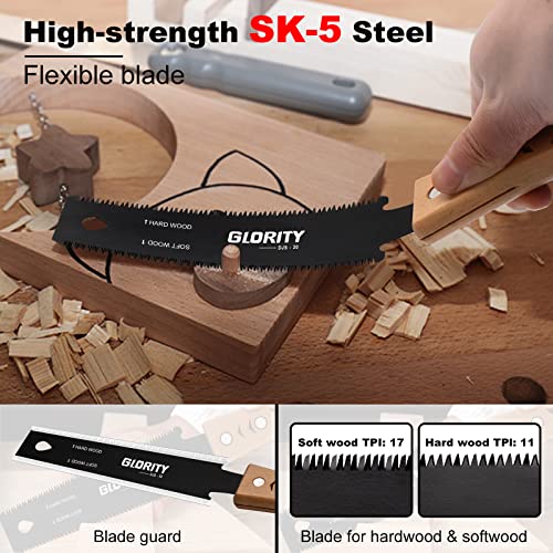 GLORITY 6 Inch Portable Hand Saw Japanese Pull Saw, Flush Cut, Three-Sided Cutting Edges, SK-5 Steel Double-Sided Sharp Blade 11/17TPI, Wood Cutting, Gifts for Men, Carpenters,DIY-DJS30 6 GLORITY 6 Inch Portable Hand Saw Japanese Pull Saw, Flush Cut, Three-Sided Cutting Edges, SK-5 Steel Double-Sided Sharp Blade 11/17TPI, Wood Cutting, Gifts for Men, Carpenters,DIY-DJS30 - Image 6