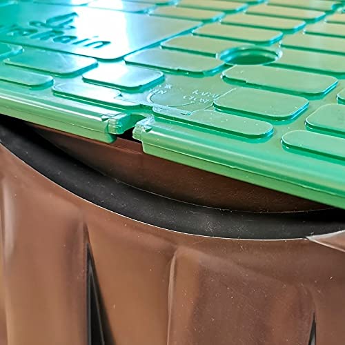 RIEGOPRO Arqueta de Riego Rectangular JUMBO para Enterrar con 10 Salidas Recortables. Base 64x49,5cm - Tapa 53,5x37cm - Altura 30xcm. Tapa con Bisagra para facilitar la Apertura.Robusta muy Resistente