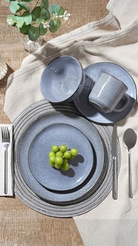 famiware Moonlight Dinner Plates Set of 6, 10.5 Inch Plates Set, Serving Dish Sets for Kitchen, Stoneware Dinnerware, Plate for Housewarming, Wedding, Microwave and Dishwasher Safe, Blue