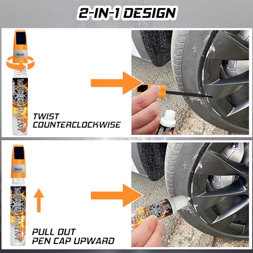 Vigorder A1123 Gloss Black Rim Touch Up Paint, Professional Wheel Paint Scratch Repair Kit Curb Rash, Quick And Easy Alloy Touch Up Paint Pen thumb #4