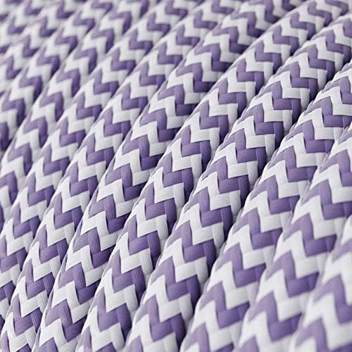CA Creative Cables Lilac & White Chevron Covered Round Electric Cable - RZ07-150ft, 3 x 18 AWG