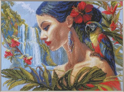 Aine - Mother Nature. Tropics A1027, kits de punto de cruz de animales de 15¾ x 11¾, kits de punto de cruz para principiantes y avanzados, kit de punto de cruz para adultos, kit de costura de bordado