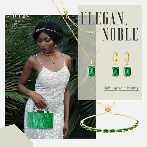 Image of Dansydaisy 4 Pcs Acrylic Clutch Bag for Women Evening Handbag Gold Layered Necklace Bracelet Earrings Set for Wedding Party