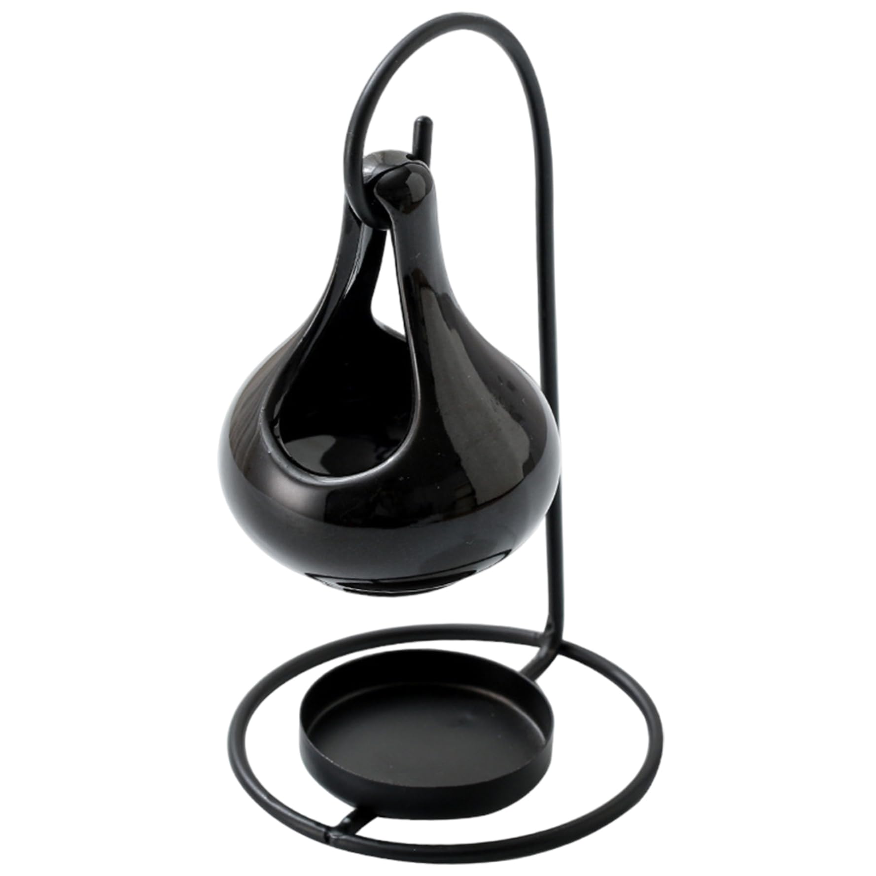 Vervevum Tealight Candle Holder Ceramic Essential Oil Burner Hanging Candleholder for Farmhouse Meditation Valentines Black, Tea Light Candle Holder