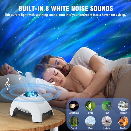 Image of Star Projector, Vinwark Galaxy Projector, Northern Lights Aurora Projector for Bedroom with Music Bluetooth Speaker and White Noise, Starry Night Light Projectors for Kids Adults