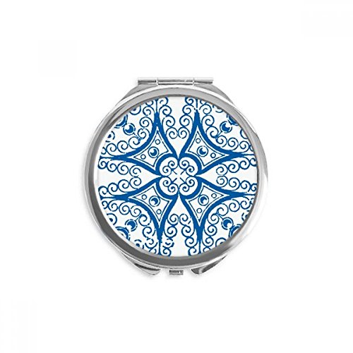 Miroir rond de poche bleu talavera idéal dans le sac pour retouches maquillage