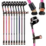 Flexyfoot Shock Absorbing Soft Grip Double Adjustable Crutches - Improve Safety, Improve Grip, Reduce Shocks & Jarring – Single - Pink