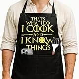 Niyorayna Fuuny Grill Master Aprons for Men,Dad Grilling Aprons for Cooking,Mens Kitchen Apron with 2 Pockets,Birthday BBQ Gifts for Men,Husband,Him,That's What I Do I Cook and I Know Things -1