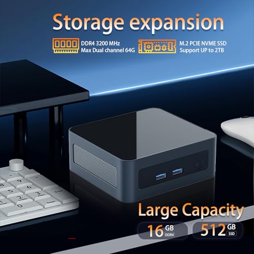 Image of Mini PC AMD Ryzen 5 5500U(6C /12T, up to 4.0GHz,Beat 5300U /4300U),NO Ram /NO SSD /NO OS, up to 64GB RAM, Support 4K Triple Display, Wifi6 / BT5.2 / Dual HD, Type-C, DesktopComputer forOffice /Home