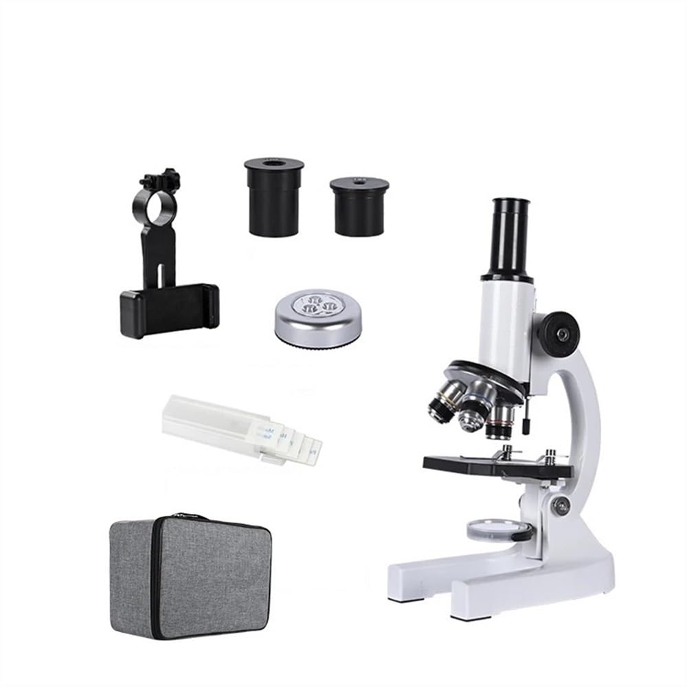 Microscope Zoom 640X 1280X 2000X HD Biological Microscope Monocular Student Education Laboratory w/LED Light Phone Holder Electronic Eyepiece(Package5(40X-640X))