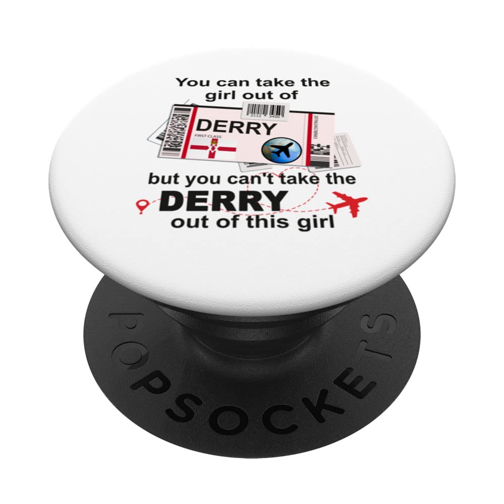 Derry Girl - Derry Boarding Pass - Derry PopSockets Swappable PopGrip, Black