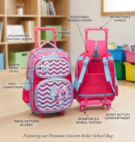 Image of ADSON 3D Embossed School Trolley Bag Large School Bag for Boy Girl, Kids School Bag, Travel Backpack for Girl Boy, Ideal for Children Trolley 16 Inch Water Resistant
