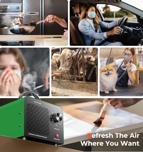Image of Hadlook Ozone Generator, 48,000mg /h High Capacity O3 Machine for Large Spaces Up to 4,000 Sq Ft, Portable Odor Eliminator for Car, Home, Basement, Smoke, Pets, and Commercial Use, Green