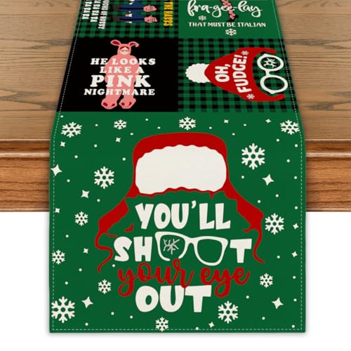 Home Alone Christmas Table Runner Christmas Story Table Cover Kitchen Decor Funny New Year Winter Xmas Table Decor Funny Christmas Decorations for Home Party
