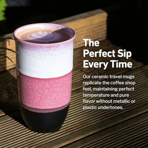 Image of NOVA CERAMICS Coffee Travel Mug - Reusable Coffee Cup - Microwave & Dishwasher Safe Coffee Green Tumbler - Gifts For Women Men Him Her - 16oz - Eclipse